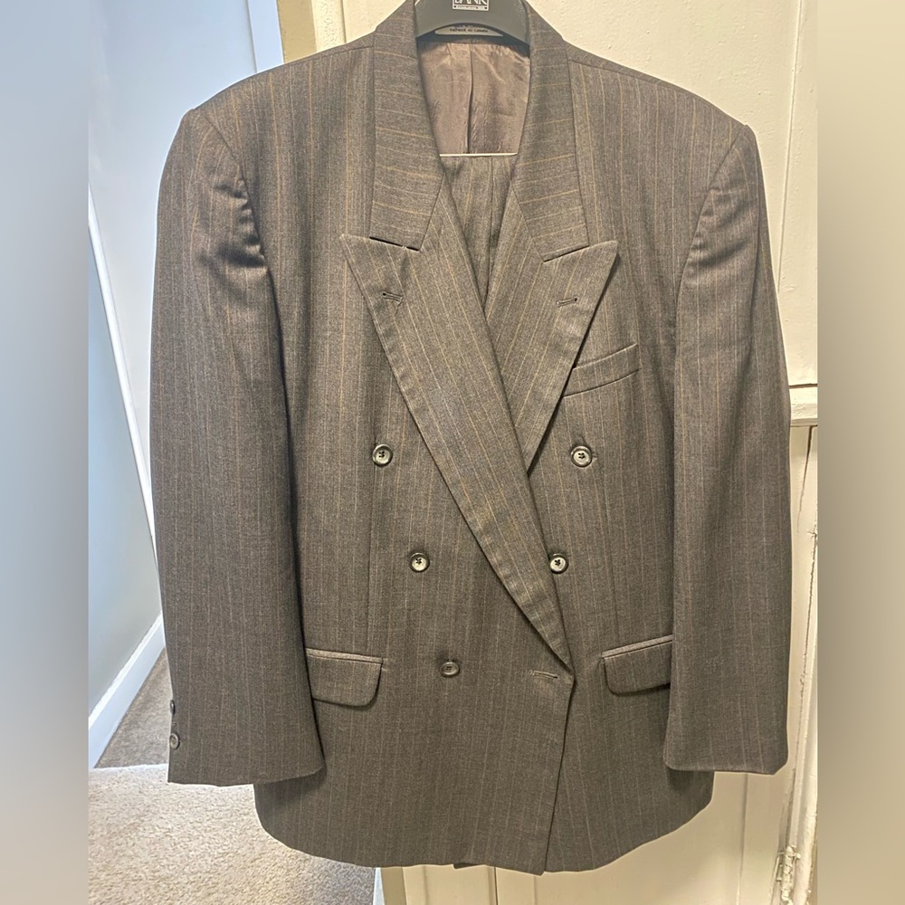 Bugatchi for Michael Jordan Double Breasted Charcoal Stripe Suit W/ Pants